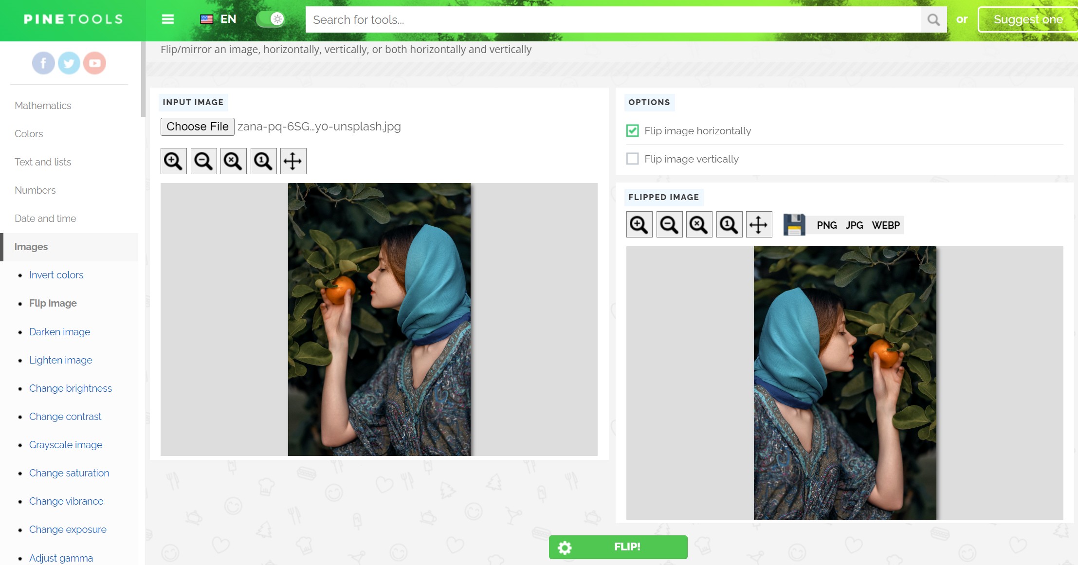 preview after flip an image